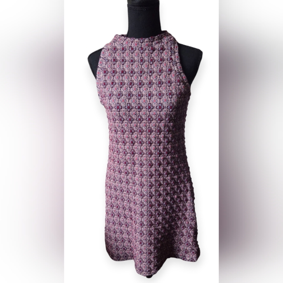 Zara Trafaluc Quilted Geometric Patterned A Line Mini Dress EUC - Picture 2 of 5